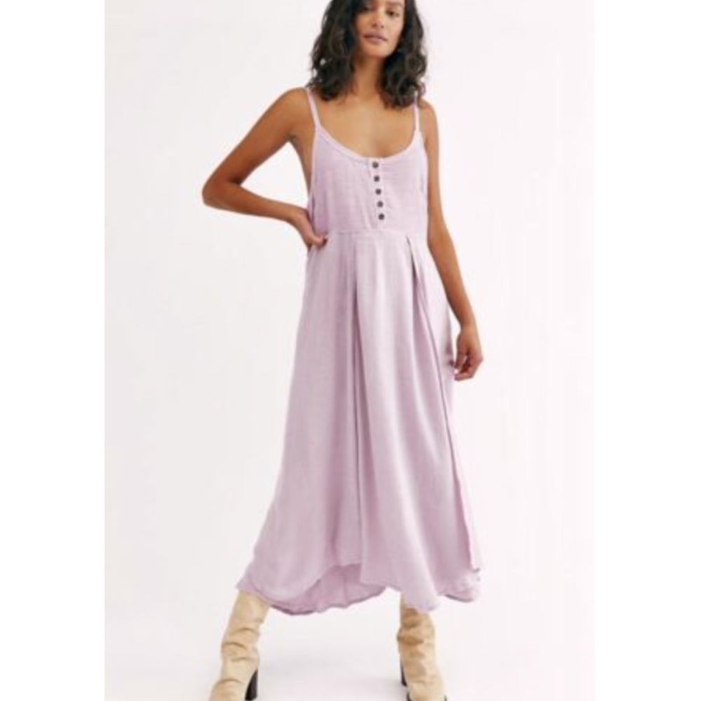 Free People Endless Summer Maxi Dress Lavender Swing Low Back Pullover M NEW